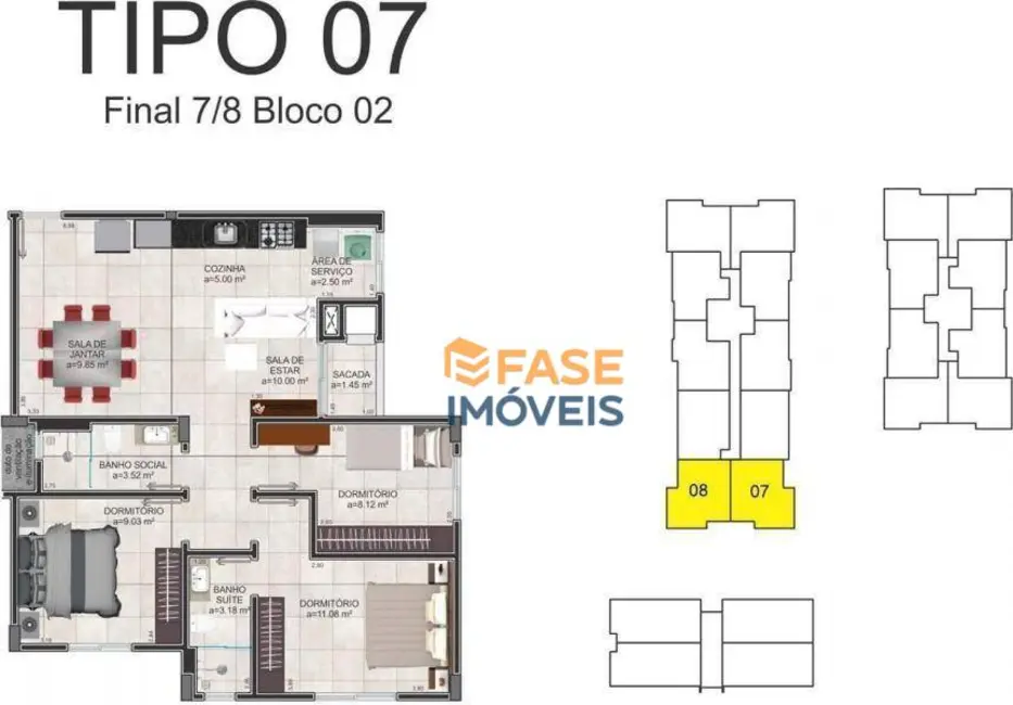 Foto 4 de Apartamento com 2 quartos à venda, 61m2 em Ceará, Criciuma - SC