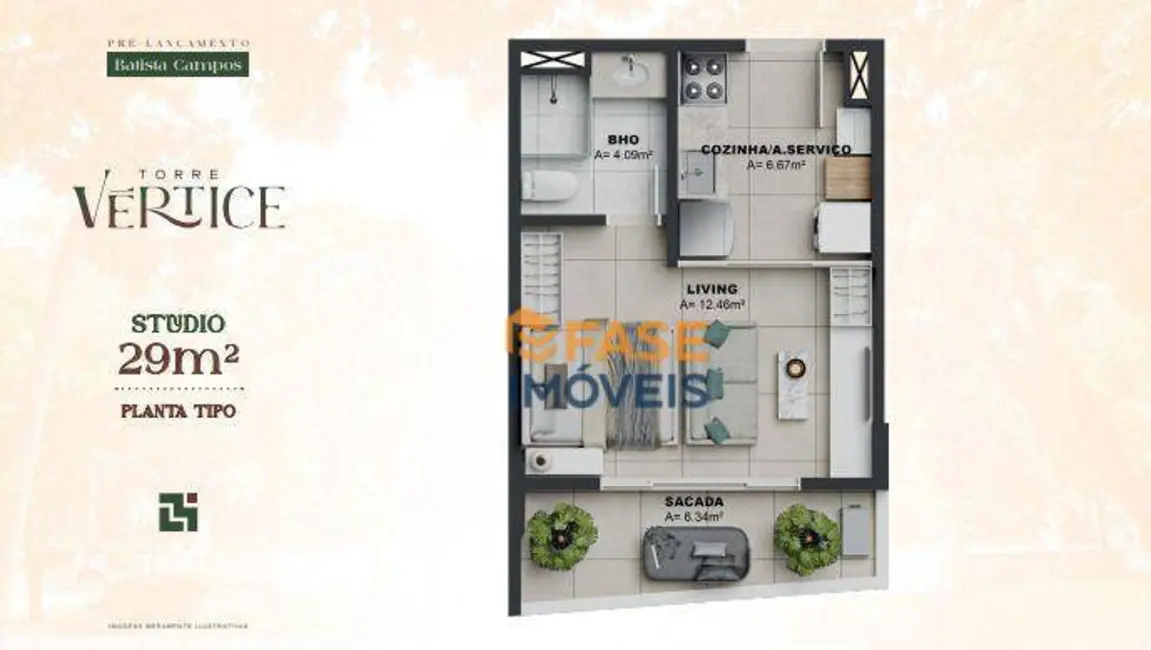 Apartamento com 1 quarto à venda, 29m2 em Jurunas, Belem - PA - imagem 4 Foto 4 de Apartamento com 1 quarto à venda, 29m2 em Jurunas, Belem - PA