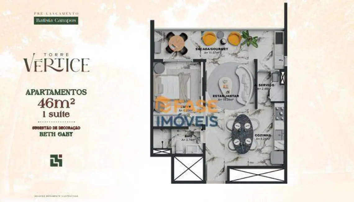 Apartamento com 1 quarto à venda, 46m2 em Jurunas, Belem - PA - imagem 4 Foto 4 de Apartamento com 1 quarto à venda, 46m2 em Jurunas, Belem - PA