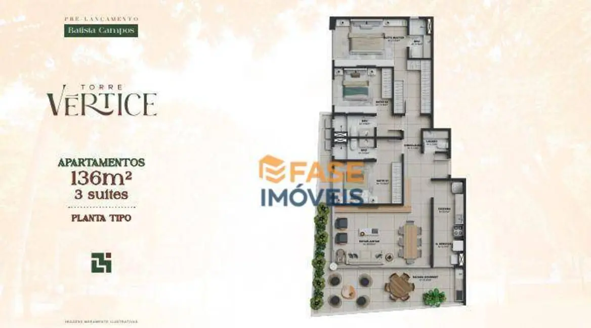 Foto 7 de Apartamento com 3 quartos à venda, 136m2 em Jurunas, Belem - PA