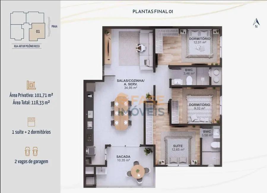 Foto 6 de Apartamento com 3 quartos à venda, 118m2 em Centro, Navegantes - SC