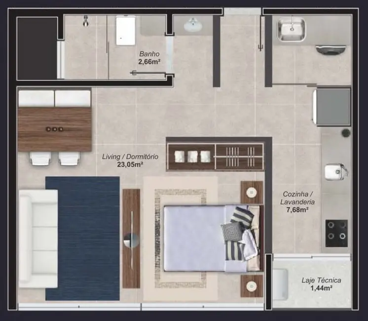 Foto 8 de Apartamento com 1 quarto à venda, 41m2 em São Francisco de Assis, Camboriu - SC