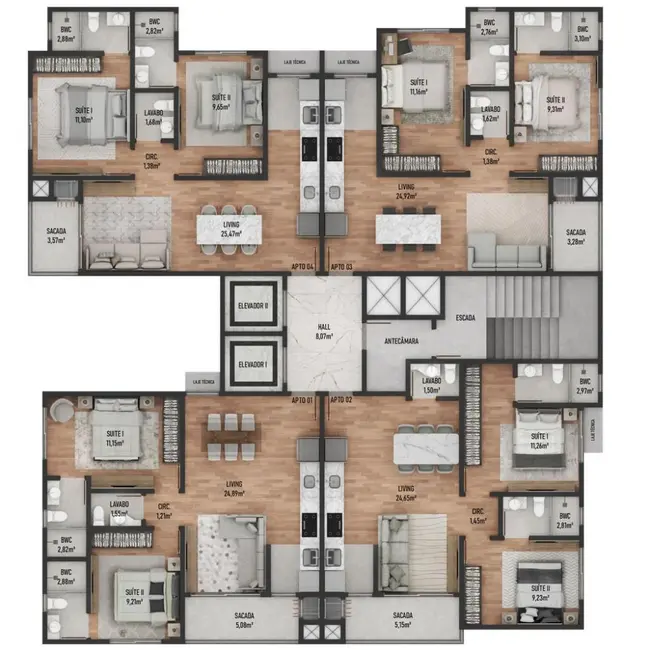 Apartamento com 2 quartos à venda, 67m2 em São Francisco de Assis, Camboriu - SC - imagem 3 Foto 3 de Apartamento com 2 quartos à venda, 67m2 em São Francisco de Assis, Camboriu - SC