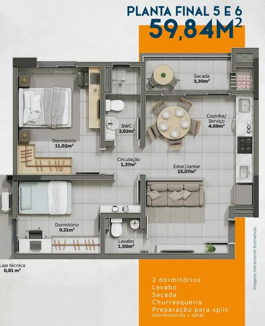 Foto 9 de Apartamento com 2 quartos à venda, 58m2 em Lídia Duarte, Camboriu - SC