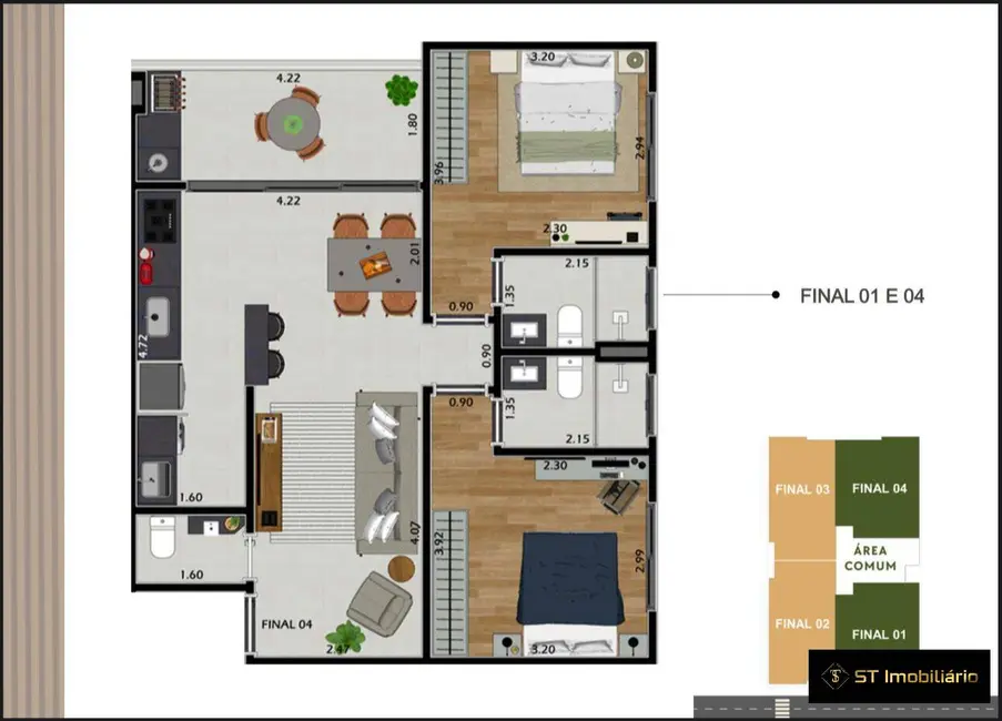 Foto 4 de Apartamento com 2 quartos à venda, 69m2 em Vila Helena, Atibaia - SP