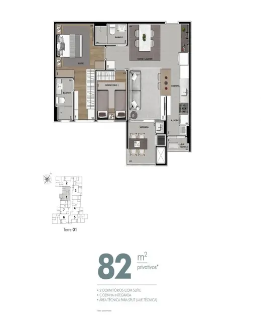 Foto 2 de Apartamento com 2 quartos à venda, 82m2 em Cabral, Curitiba - PR