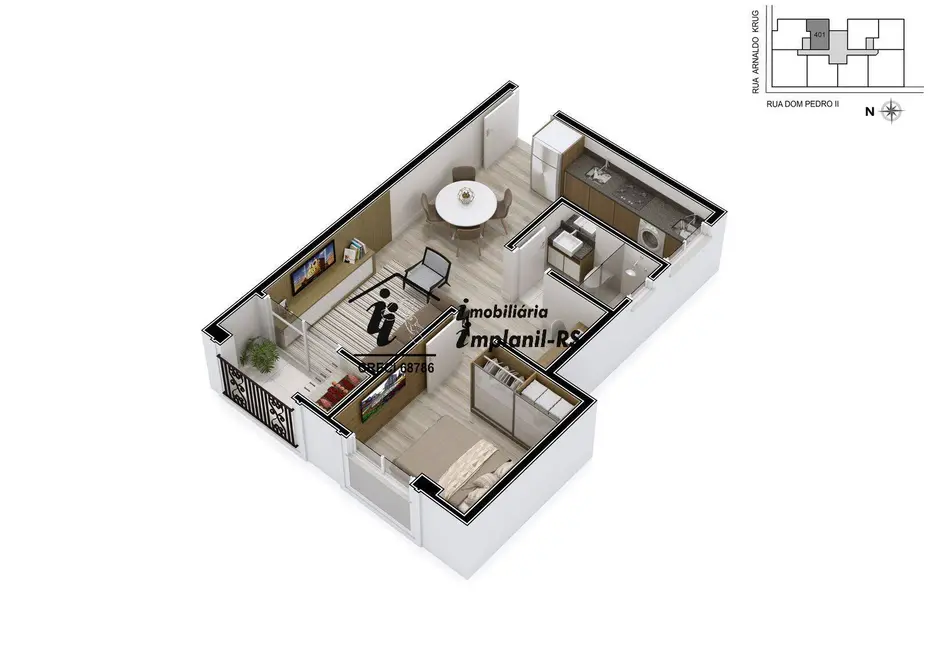 Foto 4 de Apartamento com 1 quarto à venda, 45m2 em Teutonia - RS