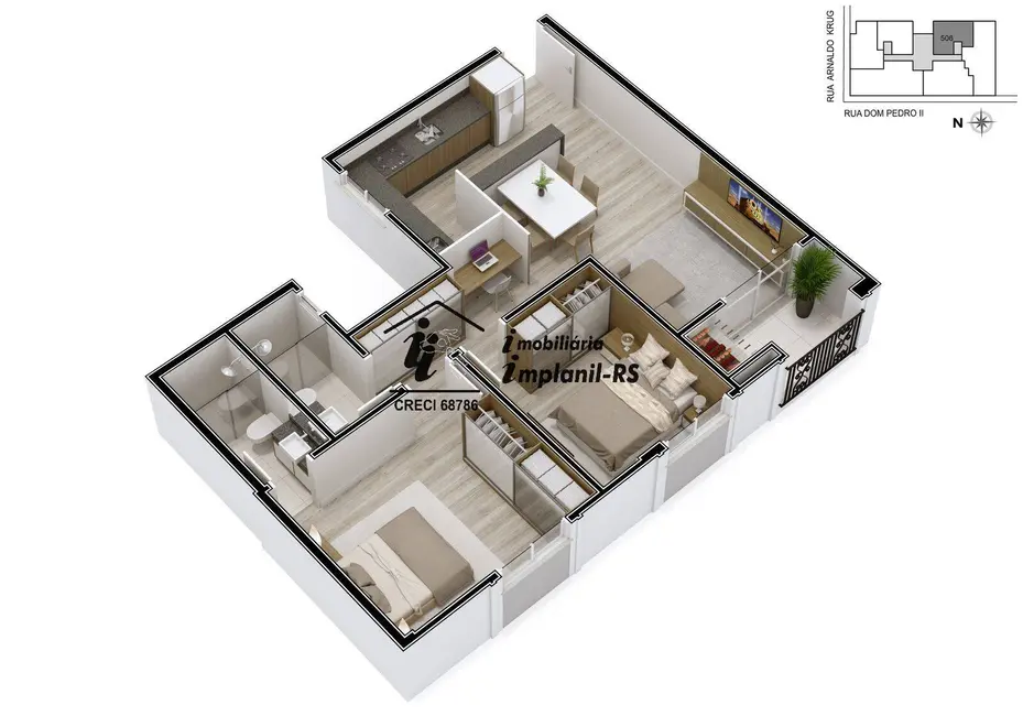 Foto 3 de Apartamento com 1 quarto à venda, 45m2 em Teutonia - RS