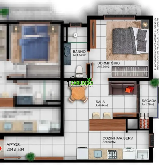 Foto 3 de Apartamento com 1 quarto à venda, 40m2 em Camobi, Santa Maria - RS