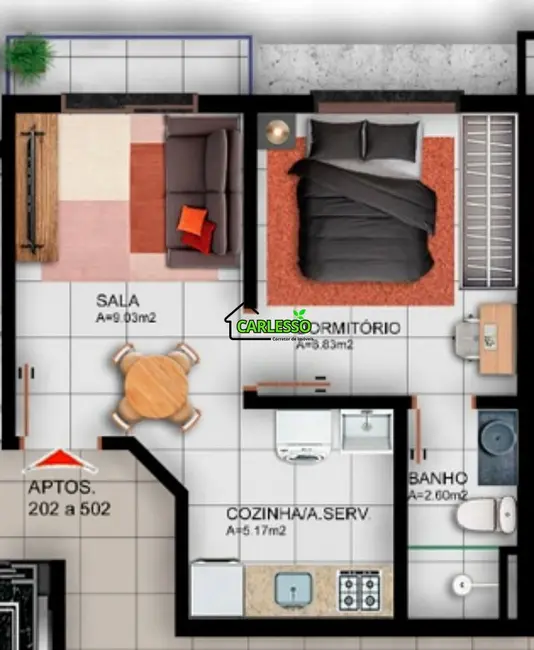 Foto 3 de Apartamento com 1 quarto à venda, 32m2 em Camobi, Santa Maria - RS