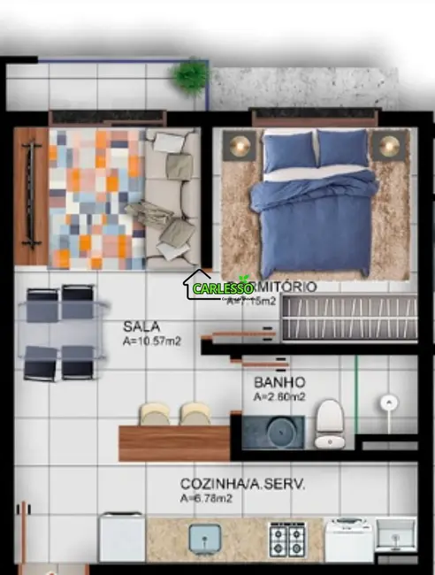 Foto 3 de Apartamento com 1 quarto à venda, 33m2 em Camobi, Santa Maria - RS