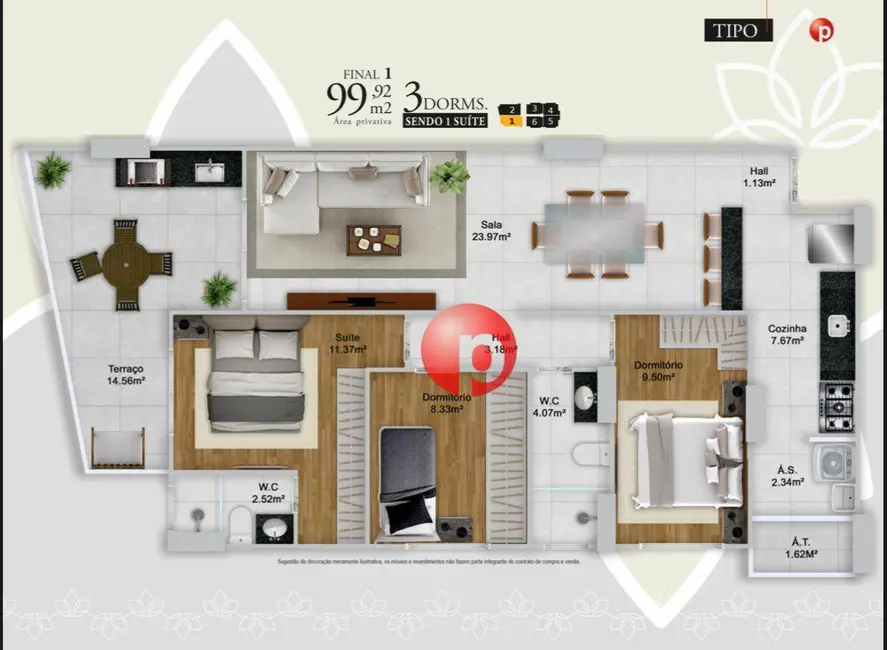 Apartamento com 3 quartos à venda, 99m2 em Guilhermina, Praia Grande - SP - imagem 3 Foto 3 de Apartamento com 3 quartos à venda, 99m2 em Guilhermina, Praia Grande - SP