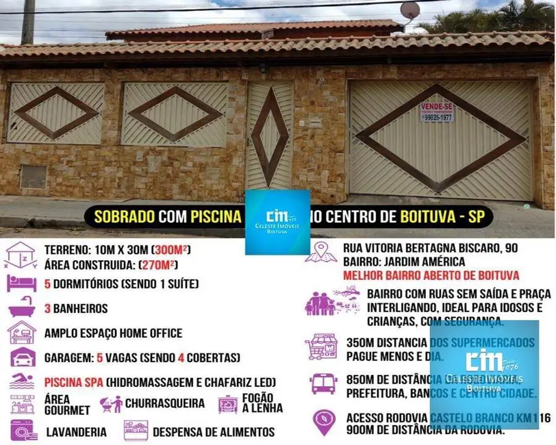 Foto 6 de Casa com 5 quartos à venda, 300m2 em Boituva - SP