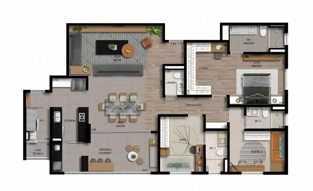 Foto 4 de Apartamento com 3 quartos à venda, 133m2 em Parque Campolim, Sorocaba - SP