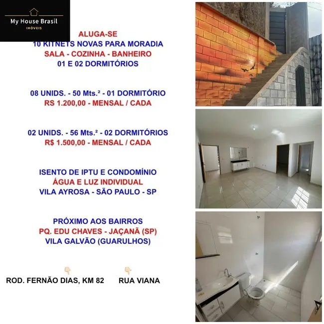 Foto 1 de Apartamento com 1 quarto para alugar, 50m2 em Vila Ayrosa, São Paulo - SP