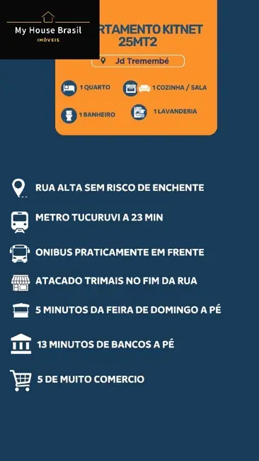 Foto 1 de Apartamento com 1 quarto para alugar, 25m2 em Vila Dorna, São Paulo - SP