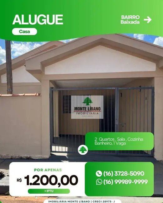 Foto 1 de Casa com 2 quartos para alugar em Centro, Sao Joaquim Da Barra - SP