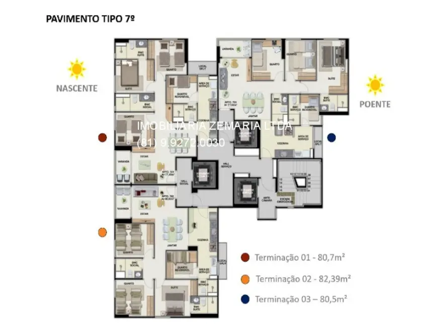 Foto 4 de Apartamento com 3 quartos à venda, 84m2 em Rosarinho, Recife - PE