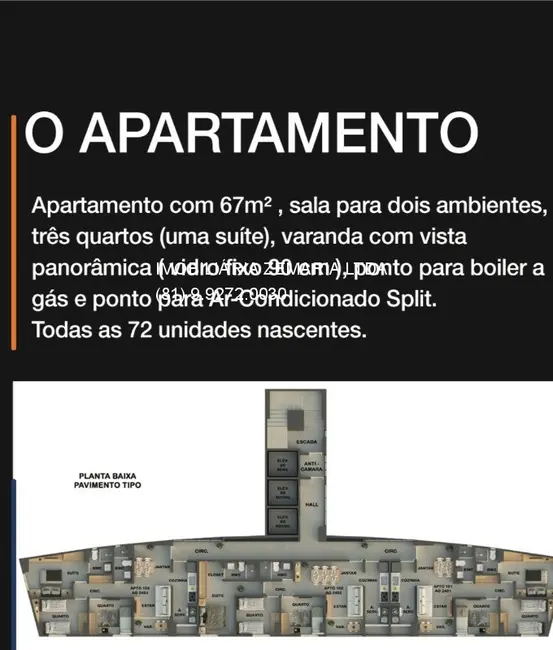 Foto 6 de Apartamento com 3 quartos à venda, 67m2 em Ilha do Retiro, Recife - PE