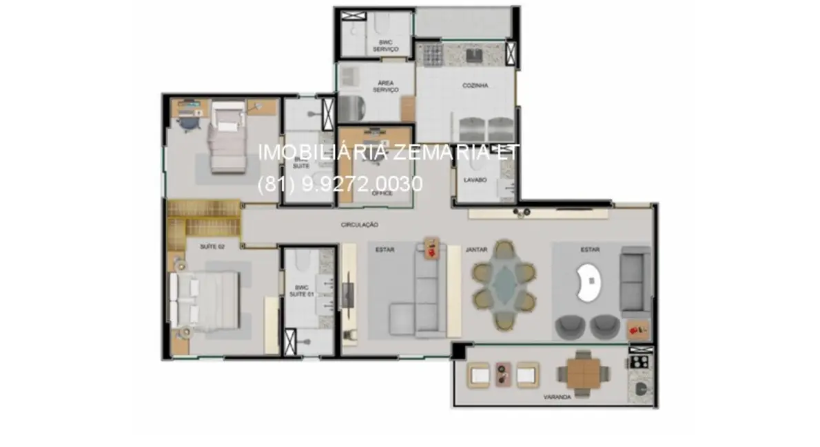 Apartamento com 3 quartos à venda e para alugar, 200m2 em Paiva, Cabo De Santo Agostinho - PE - imagem 5 Foto 5 de Apartamento com 3 quartos à venda e para alugar, 200m2 em Paiva, Cabo De Santo Agostinho - PE