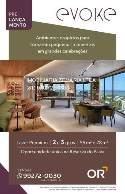 Foto 1 de Apartamento com 2 quartos à venda, 59m2 em Paiva, Cabo De Santo Agostinho - PE