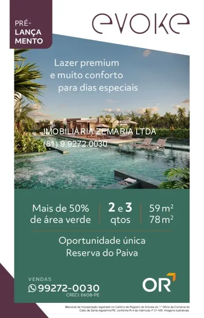 Foto 1 de Apartamento com 3 quartos à venda, 78m2 em Paiva, Cabo De Santo Agostinho - PE
