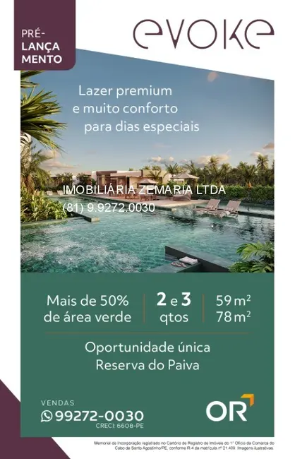 Foto 1 de Apartamento com 2 quartos à venda e para alugar, 59m2 em Paiva, Cabo De Santo Agostinho - PE