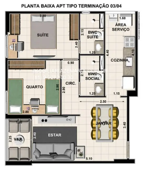 Foto 3 de Apartamento com 2 quartos à venda, 57m2 em Torreão, Recife - PE