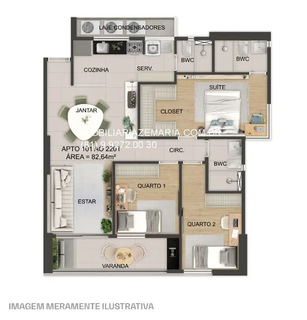 Foto 3 de Apartamento com 3 quartos à venda, 83m2 em Rosarinho, Recife - PE