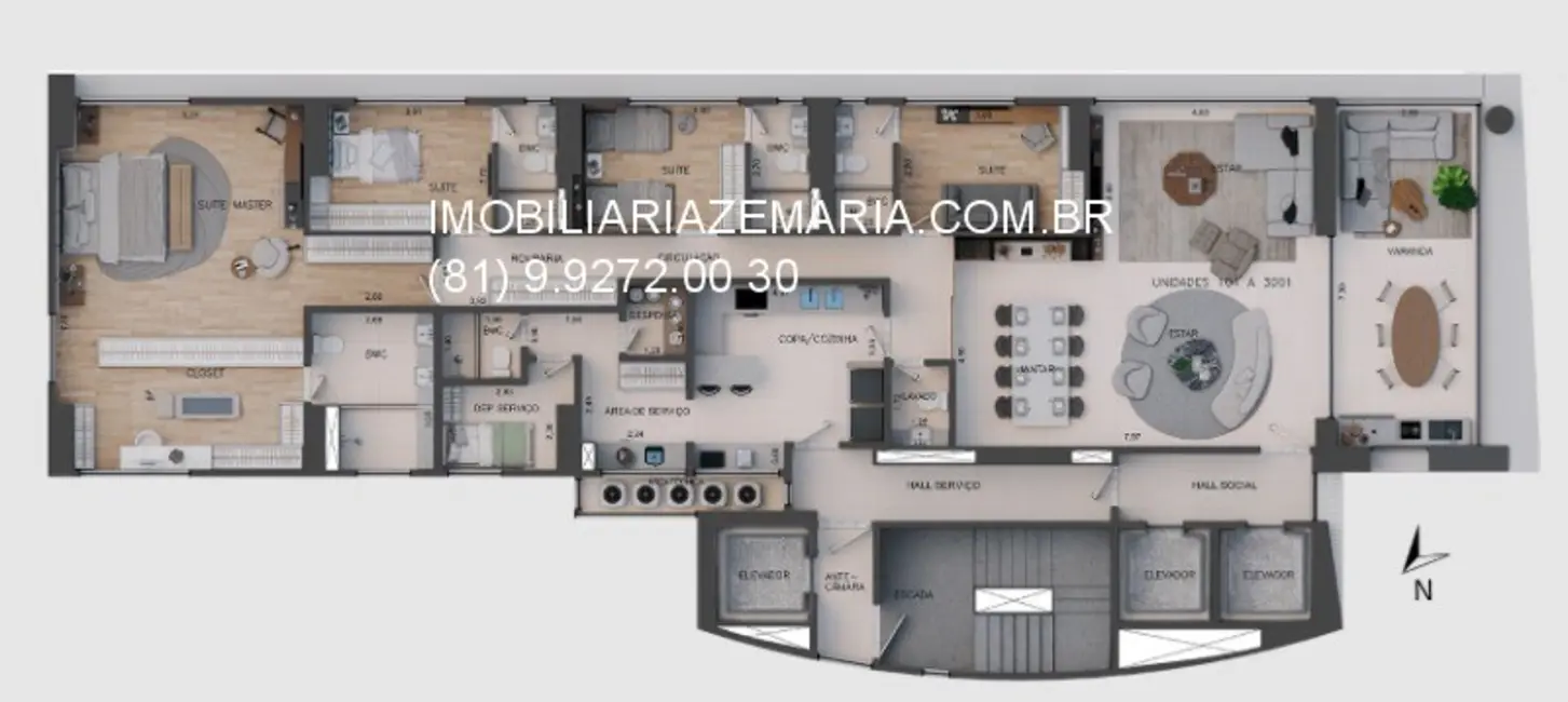 Apartamento com 4 quartos à venda, 261m2 em Casa Amarela, Recife - PE - imagem 3 Foto 3 de Apartamento com 4 quartos à venda, 261m2 em Casa Amarela, Recife - PE
