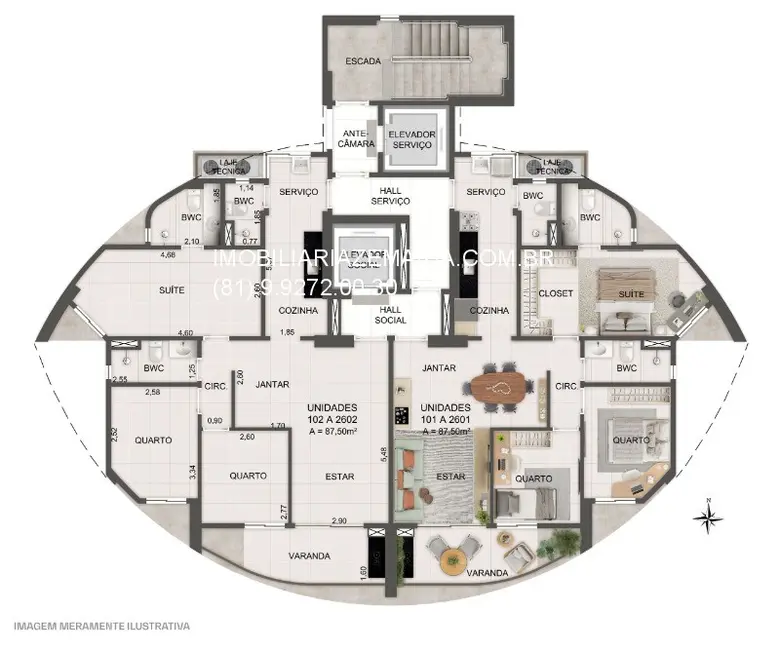 Foto 3 de Apartamento com 3 quartos à venda, 88m2 em Rosarinho, Recife - PE