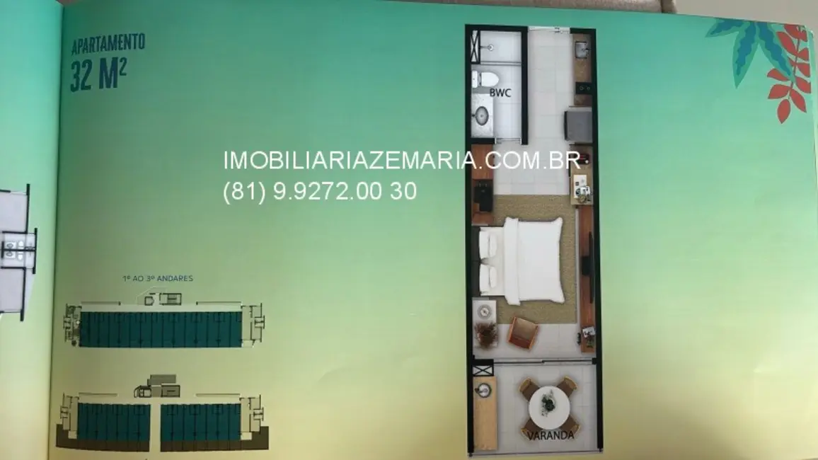 Foto 5 de Apartamento com 1 quarto à venda, 32m2 em Tamandare - PE