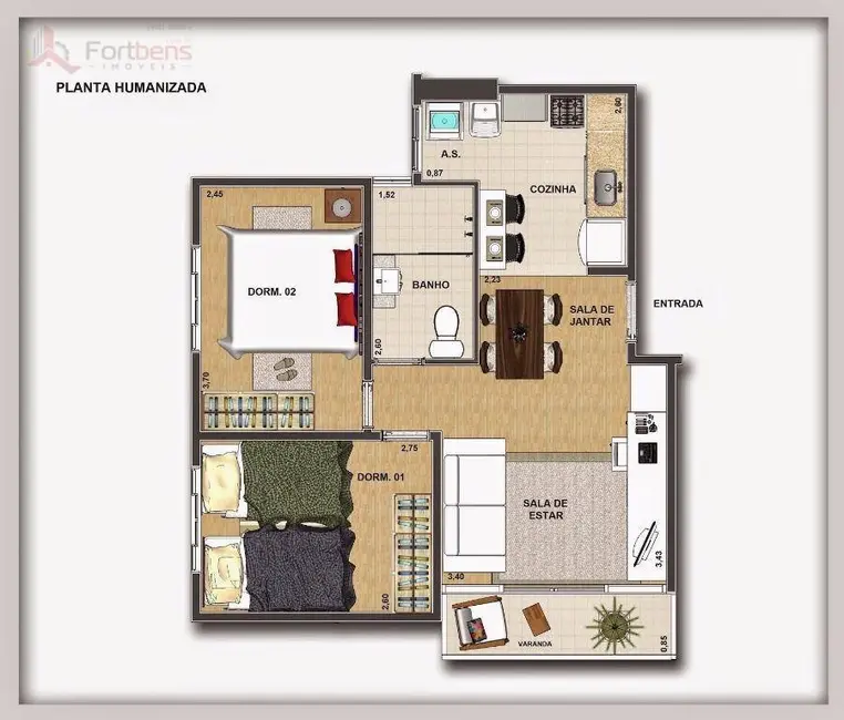 Foto 3 de Apartamento com 2 quartos à venda, 54m2 em Serpa, Caieiras - SP