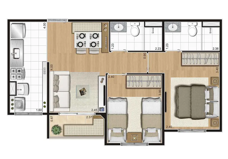 Foto 3 de Apartamento com 2 quartos à venda, 49m2 em Sítio da Figueira, São Paulo - SP
