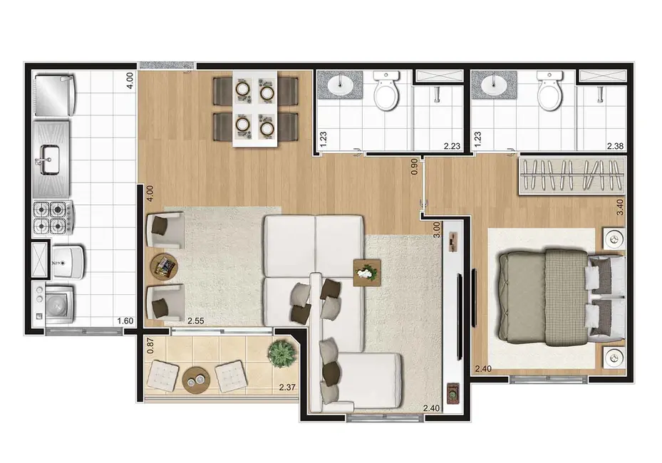 Foto 4 de Apartamento com 2 quartos à venda, 49m2 em Sítio da Figueira, São Paulo - SP