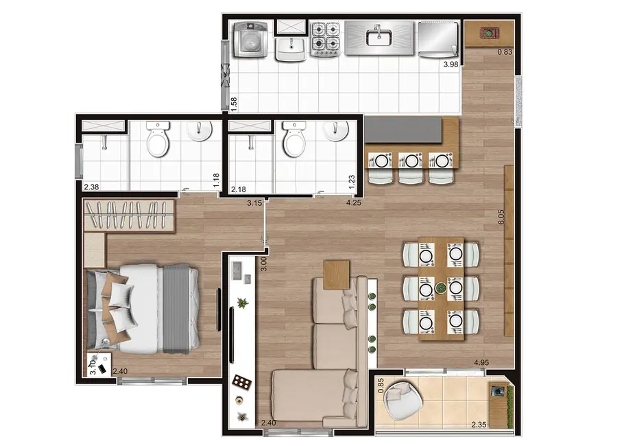 Apartamento com 2 quartos à venda, 49m2 em Vila Pirituba, São Paulo - SP - imagem 6 Foto 6 de Apartamento com 2 quartos à venda, 49m2 em Vila Pirituba, São Paulo - SP