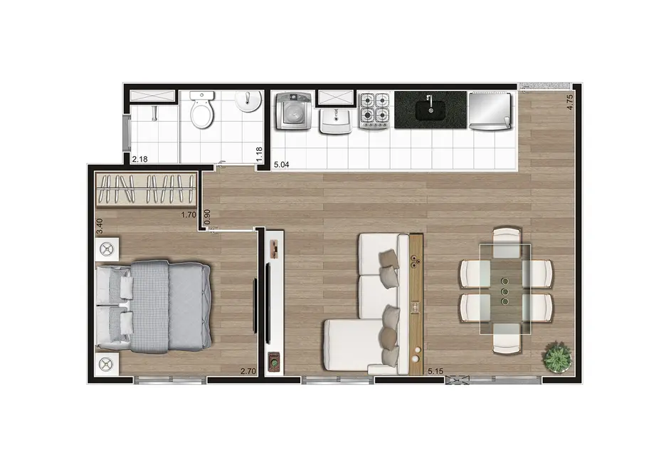 Apartamento com 2 quartos à venda, 41m2 em Parque do Morumbi, São Paulo - SP - imagem 7 Foto 7 de Apartamento com 2 quartos à venda, 41m2 em Parque do Morumbi, São Paulo - SP
