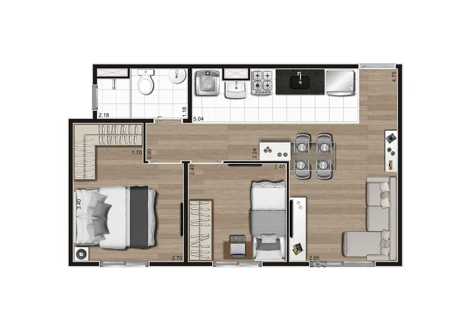 Apartamento com 2 quartos à venda, 41m2 em Parque do Morumbi, São Paulo - SP - imagem 8 Foto 8 de Apartamento com 2 quartos à venda, 41m2 em Parque do Morumbi, São Paulo - SP