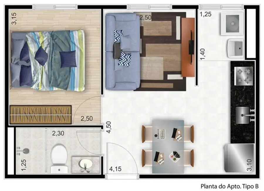 Foto 4 de Apartamento com 2 quartos à venda, 33m2 em Jardim Itacolomi, São Paulo - SP