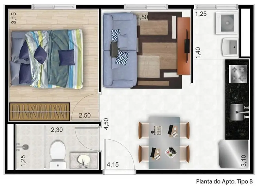 Foto 4 de Apartamento com 2 quartos à venda, 50m2 em Jardim Itacolomi, São Paulo - SP