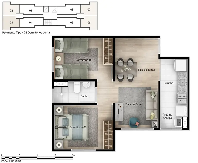 Foto 8 de Apartamento com 2 quartos à venda, 44m2 em Usina Piratininga, São Paulo - SP