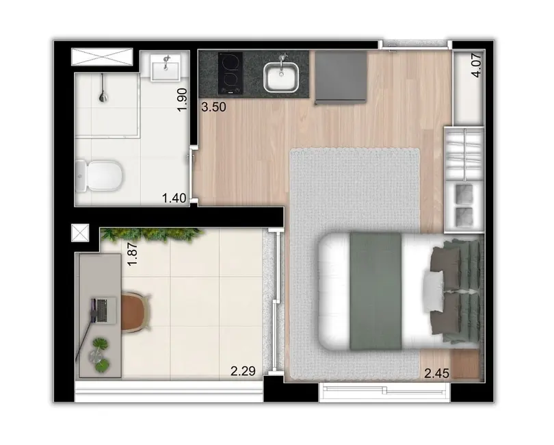 Foto 5 de Kitnet com 1 quarto à venda, 23m2 em Brooklin Paulista, São Paulo - SP