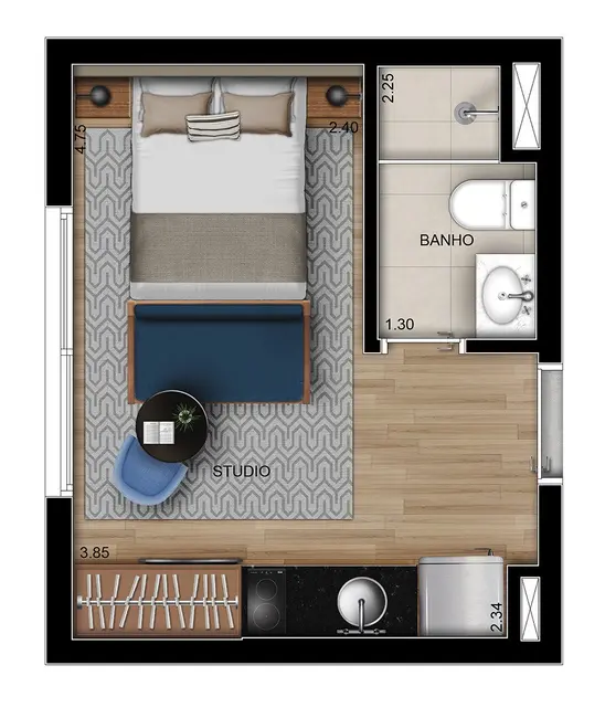 Kitnet com 1 quarto à venda, 23m2 em Belenzinho, São Paulo - SP - imagem 3 Foto 3 de Kitnet com 1 quarto à venda, 23m2 em Belenzinho, São Paulo - SP