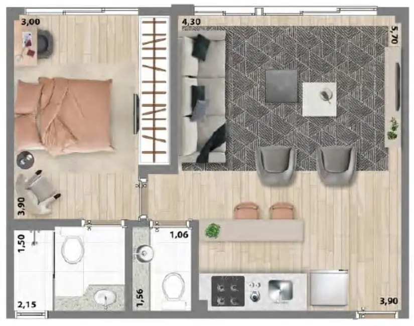 Cobertura com 1 quarto à venda, 59m2 em Brooklin Paulista, São Paulo - SP - imagem 7 Foto 7 de Cobertura com 1 quarto à venda, 59m2 em Brooklin Paulista, São Paulo - SP