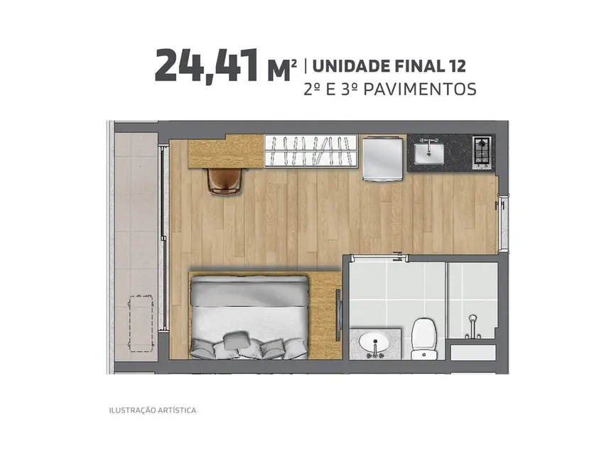 Foto 8 de Kitnet com 1 quarto à venda, 24m2 em Cidade Monções, São Paulo - SP