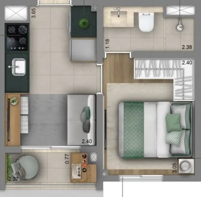 Foto 9 de Apartamento com 1 quarto à venda, 24m2 em São Paulo - SP