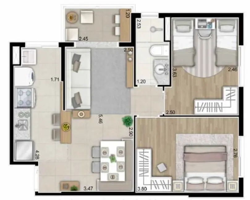 Foto 8 de Apartamento com 2 quartos à venda, 57m2 em Vila São Luiz (Valparaízo), Barueri - SP