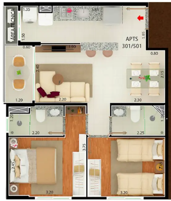 Apartamento com 2 quartos à venda, 54m2 em Jardim Chapadão, Campinas - SP - imagem 9 Foto 9 de Apartamento com 2 quartos à venda, 54m2 em Jardim Chapadão, Campinas - SP