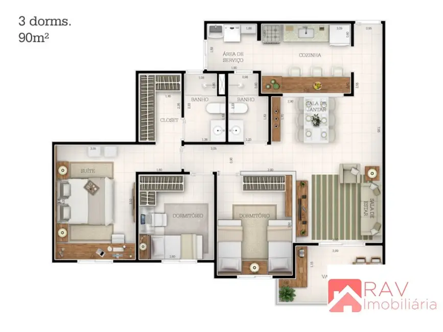 Foto 7 de Apartamento com 3 quartos à venda, 90m2 em Jundiai - SP