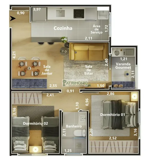 Foto 8 de Apartamento com 2 quartos à venda, 49m2 em Jaguariuna - SP